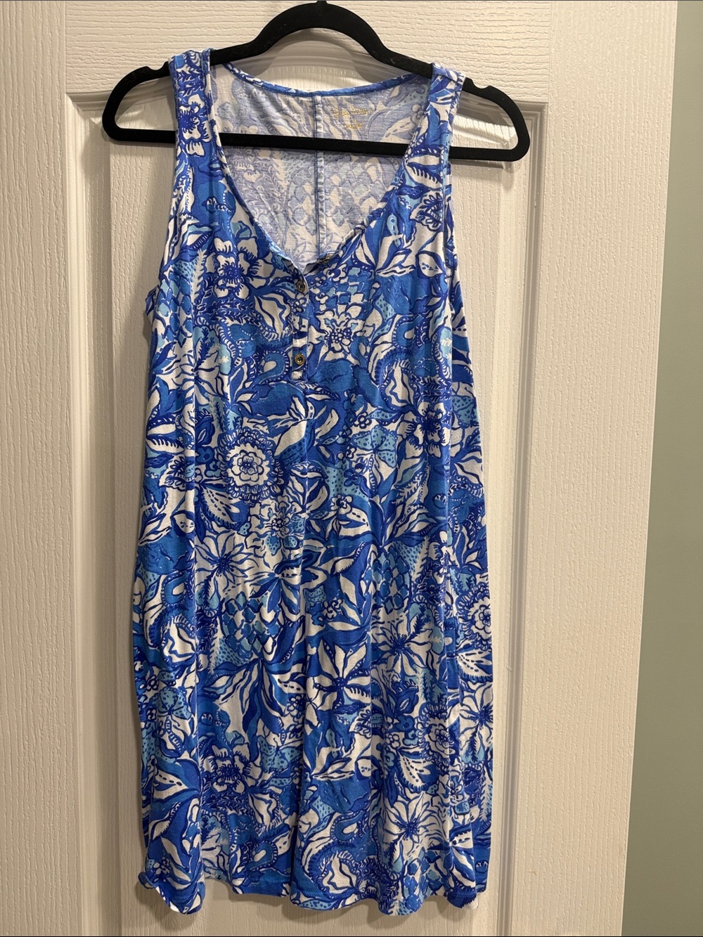 Lilly Pulitzer Blue and White Floral Tank Dress